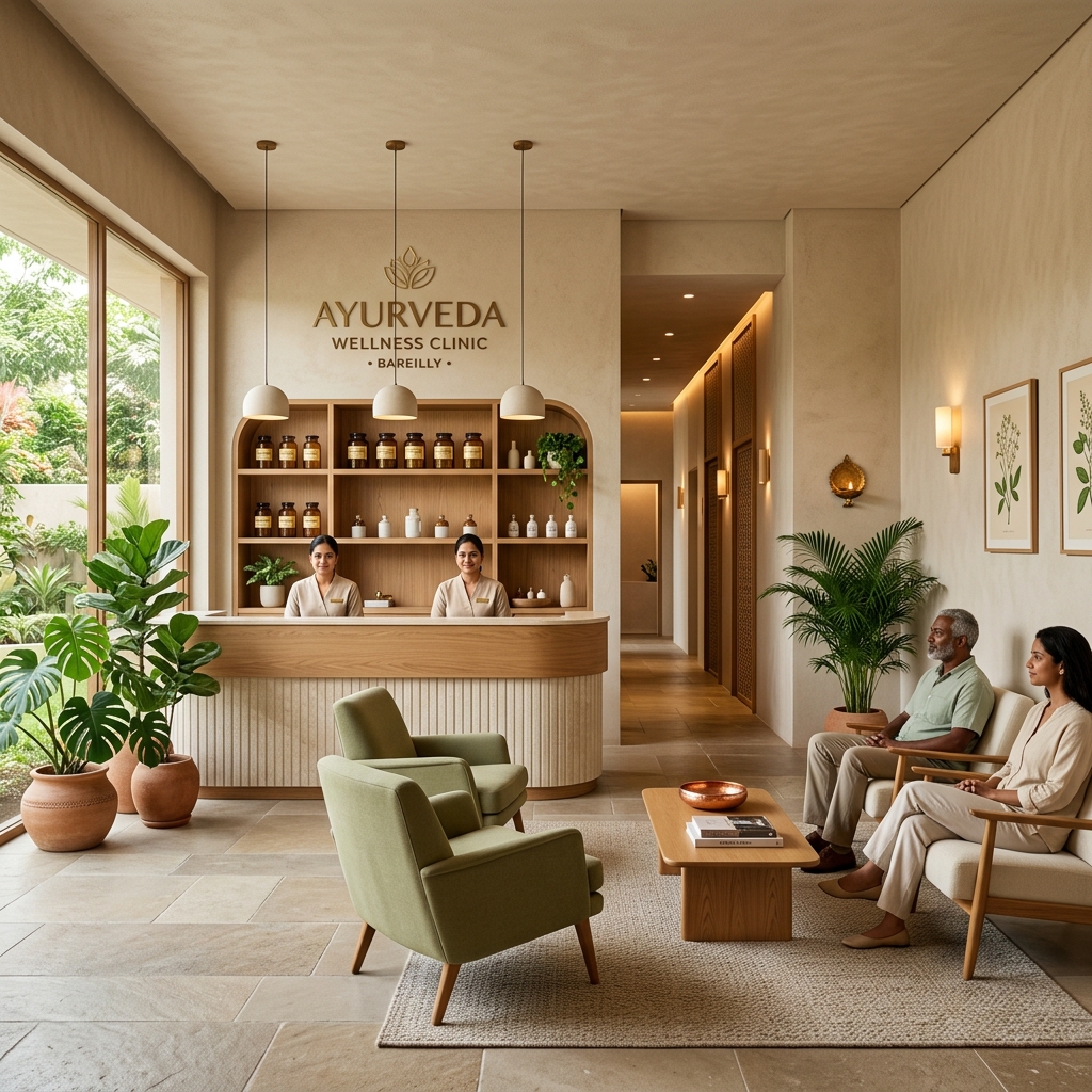 Herbal Maart clinic interior and pharmacy bay in Kunwarpur Bareilly